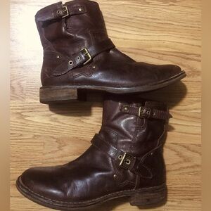 UGG Australia Brown Leather Fabrizia Buckle Ankle Boots Size 8.5 US